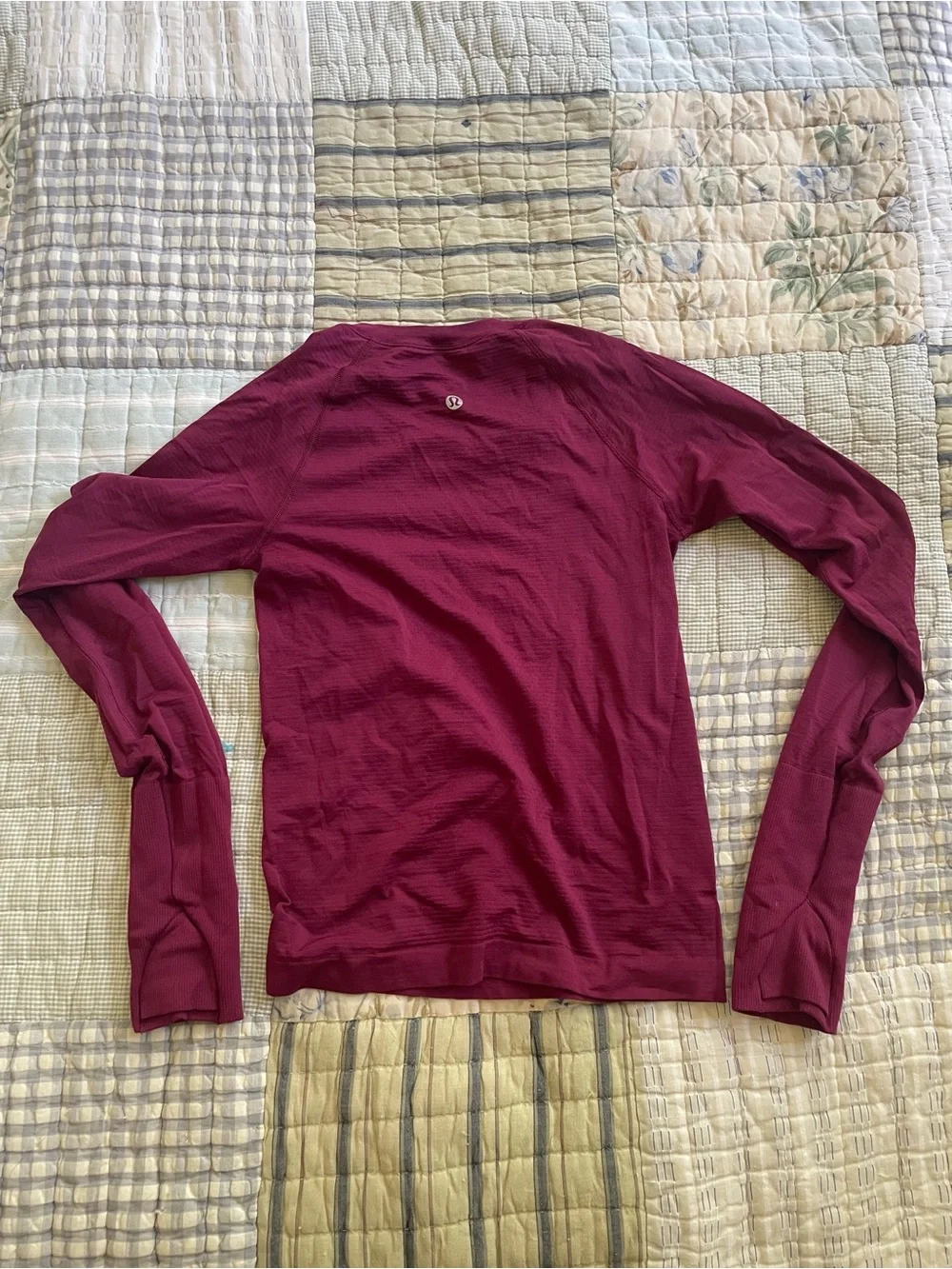 lululemon athletica swiftly tech long sleeve shirt waist length in Deep Berry